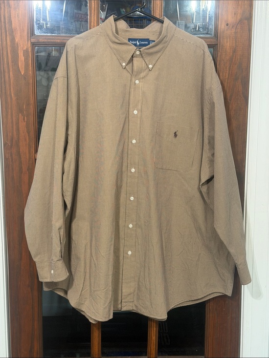 Ralph Lauren Other - Mens Ralph Lauren Brown Check Button-Down Oxford Dress Shirt Pony Logo Big Sz 3X